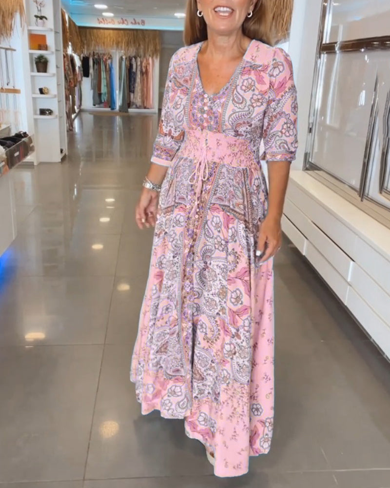 Louisa™ | V-Ausschnitt Sommerliches Urlaubskleid MOKKAKAI