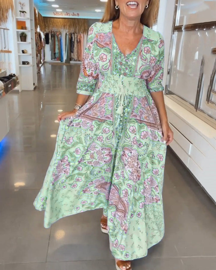 Louisa™ | V-Ausschnitt Sommerliches Urlaubskleid MOKKAKAI