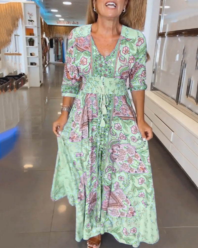 Louisa™ | V-Ausschnitt Sommerliches Urlaubskleid MOKKAKAI