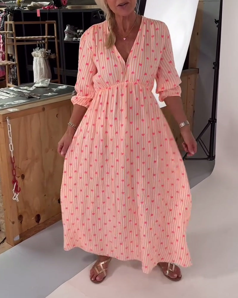 Kleid Elegant V-Ausschnitt Herzmuster MOKKAKAI