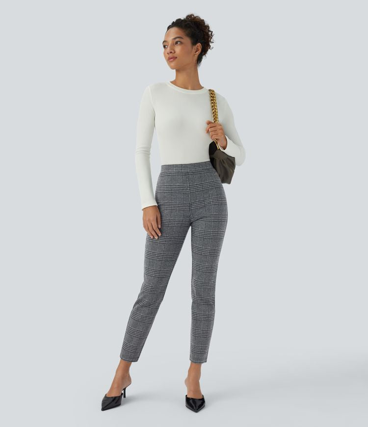 Lela™ | Feschi Damen Hose mit High Waist & Hahnentritt Muster MOKKAKAI