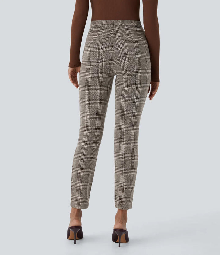 Lela™ | Feschi Damen Hose mit High Waist & Hahnentritt Muster MOKKAKAI