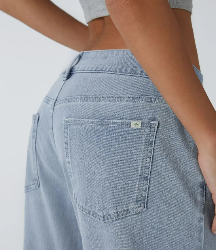 Davi - Jeans Low Rise mit Knopf und Reißverschluss, mehreren Taschen, weitem Bein MOKKAKAI