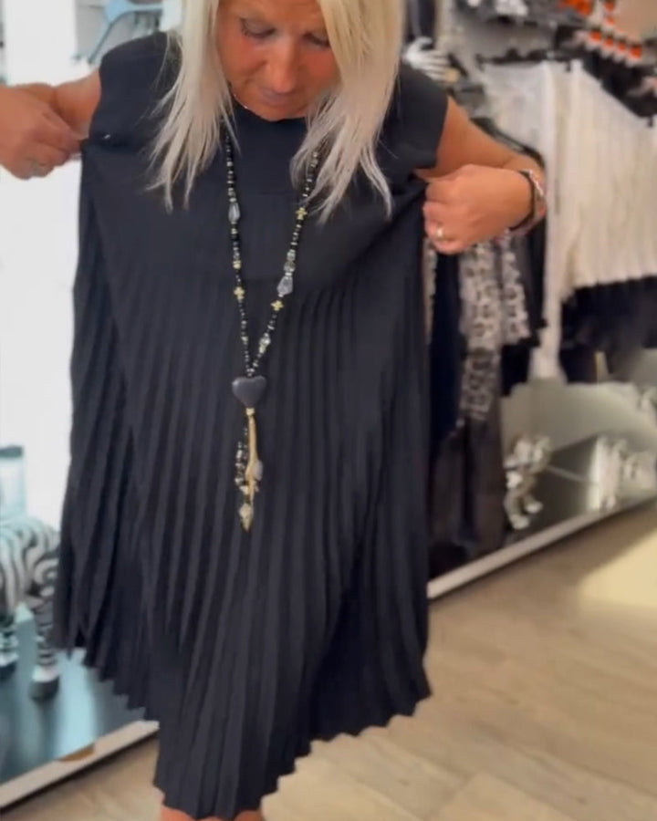 Freizeitkleid mit Rundhalsausschnitt, einfarbig und plissiert MOKKAKAI