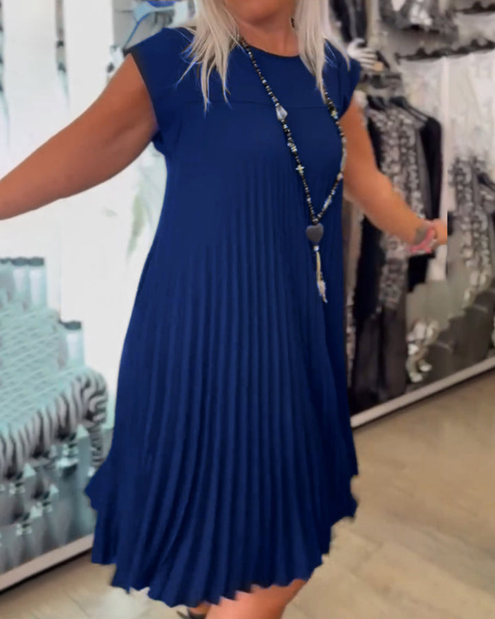 Freizeitkleid mit Rundhalsausschnitt, einfarbig und plissiert MOKKAKAI