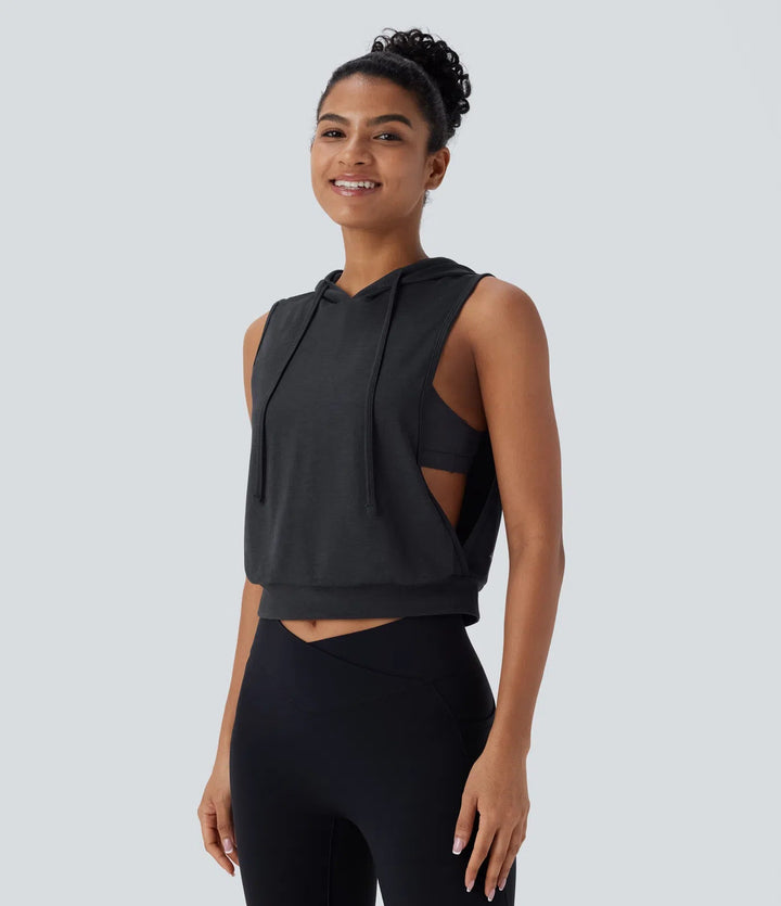 Ava™ | Sportliches Crop Tanktop mit Kapuze MOKKAKAI