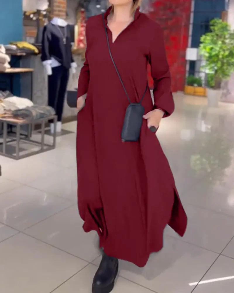 Evia™ Minimalistisches Maxikleid mit Reissverschluss-Details | Eleganz & Praktikabilität für den Alltag MOKKAKAI