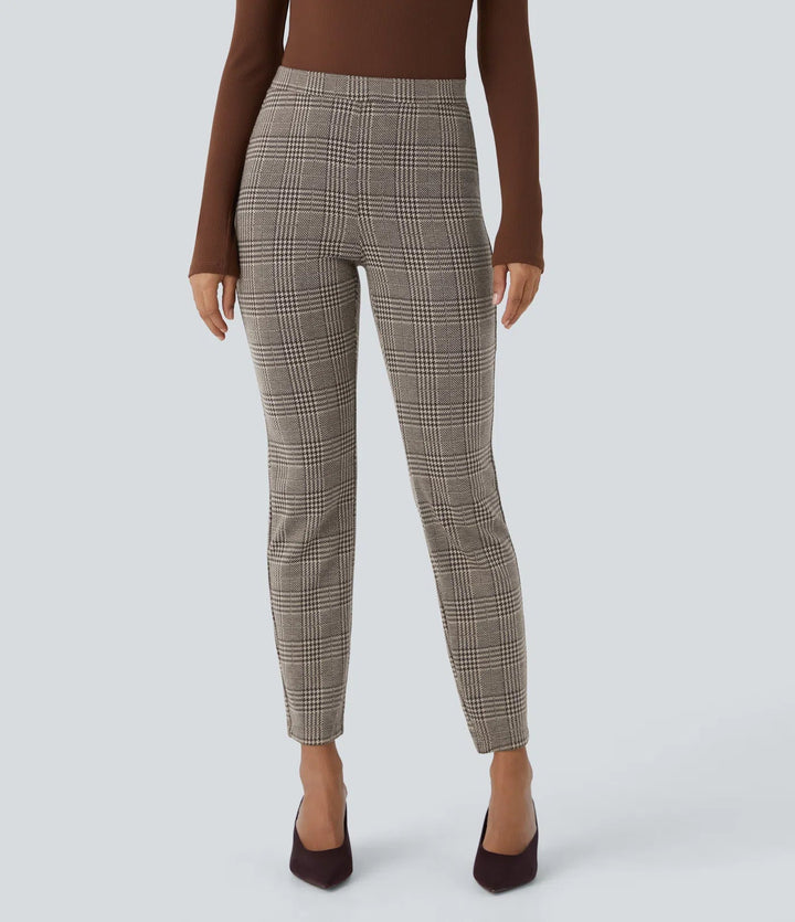 Lela™ | Feschi Damen Hose mit High Waist & Hahnentritt Muster MOKKAKAI