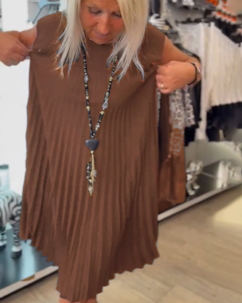 Freizeitkleid mit Rundhalsausschnitt, einfarbig und plissiert MOKKAKAI