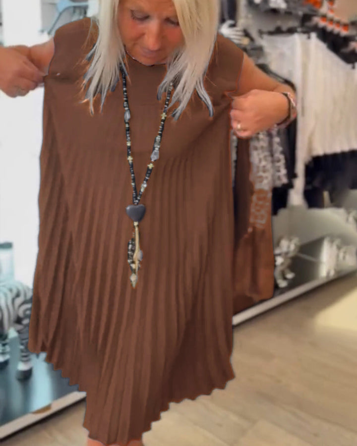 Freizeitkleid mit Rundhalsausschnitt, einfarbig und plissiert MOKKAKAI