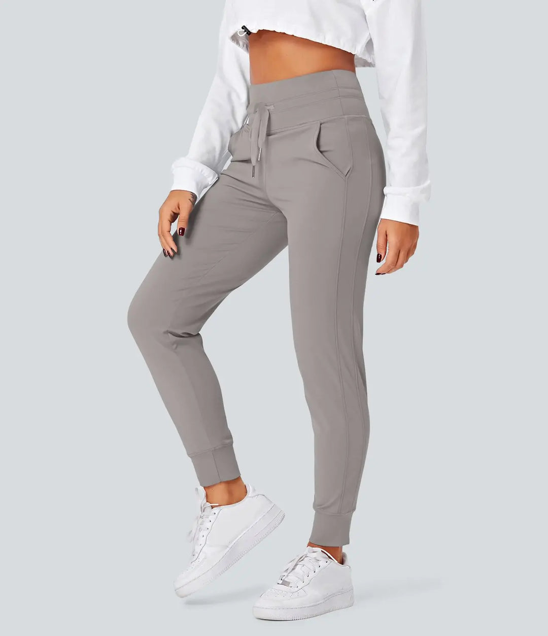 Softly™ Plush Jogginghose mit hoher Taille, Kordelzug, Seitentasche, schlichte Jogginghose in voller Länge MOKKAKAI