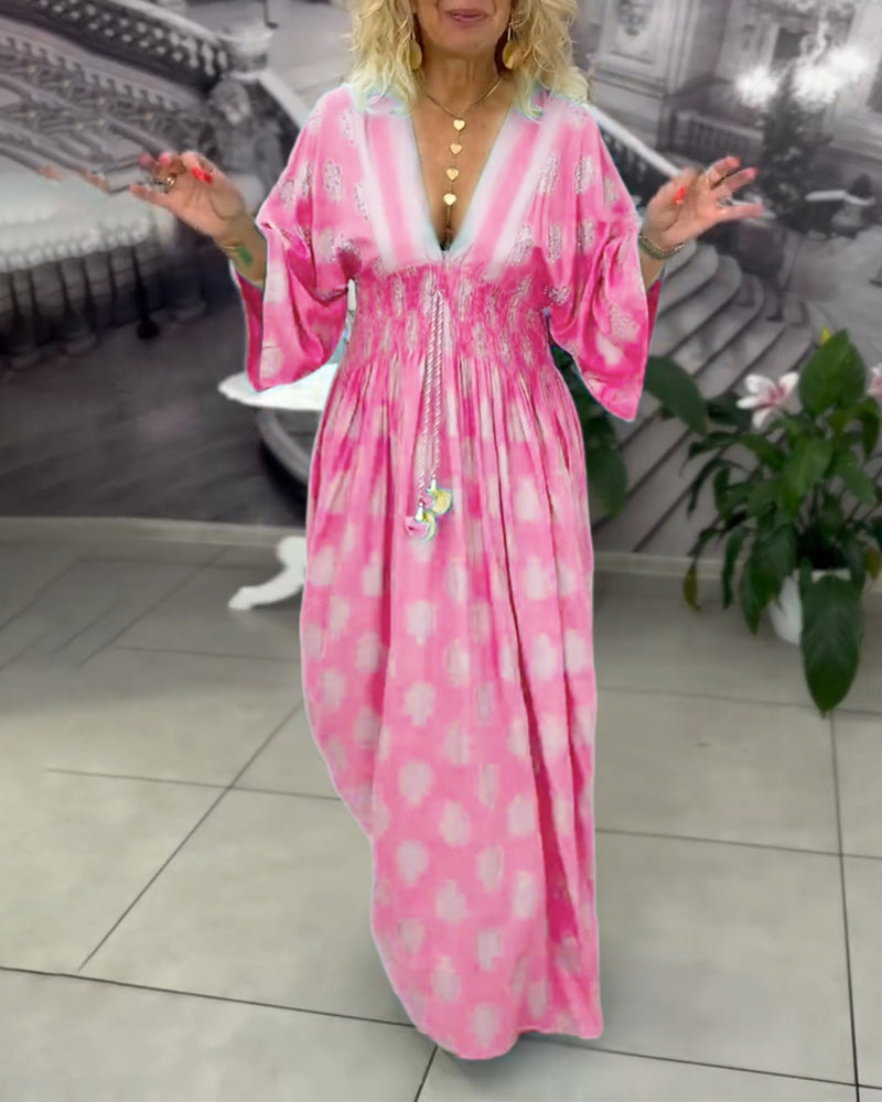 Kleid locker Urlaubsmuster Taille Maxi MOKKAKAI