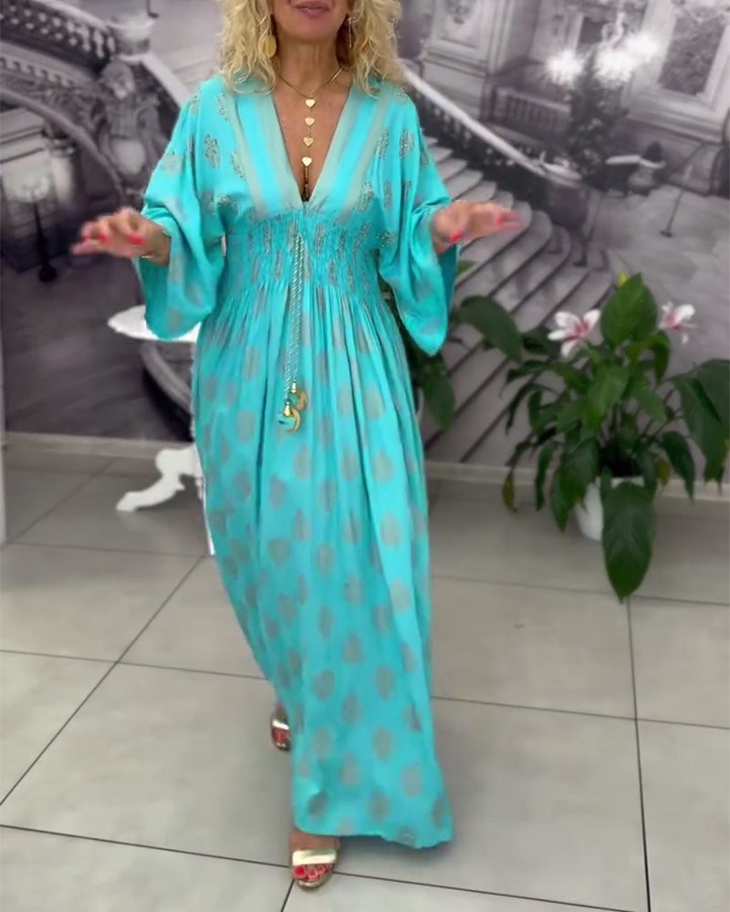 Kleid locker Urlaubsmuster Taille Maxi MOKKAKAI