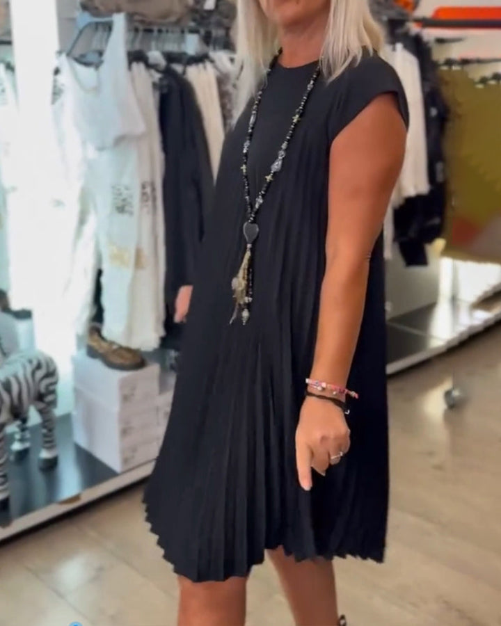 Freizeitkleid mit Rundhalsausschnitt, einfarbig und plissiert MOKKAKAI