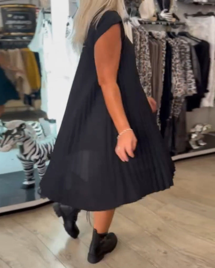 Freizeitkleid mit Rundhalsausschnitt, einfarbig und plissiert MOKKAKAI