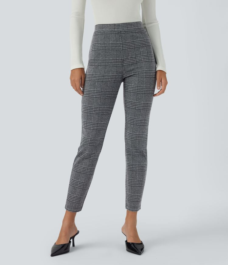 Lela™ | Feschi Damen Hose mit High Waist & Hahnentritt Muster MOKKAKAI