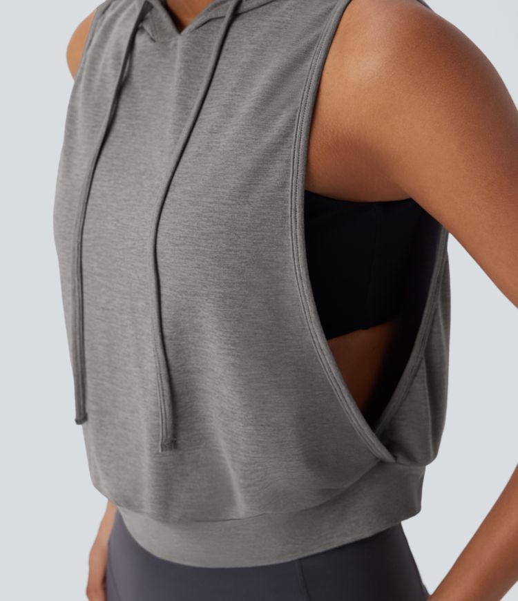 Ava™ | Sportliches Crop Tanktop mit Kapuze MOKKAKAI