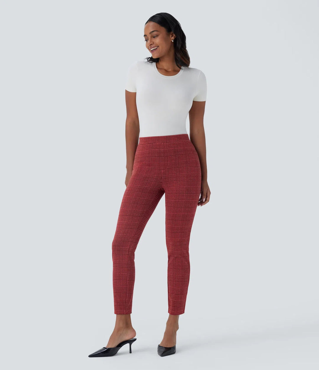 Lela™ | Feschi Damen Hose mit High Waist & Hahnentritt Muster MOKKAKAI
