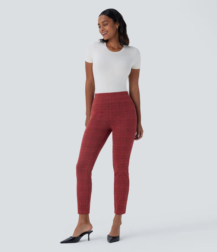 Lela™ | Feschi Damen Hose mit High Waist & Hahnentritt Muster MOKKAKAI