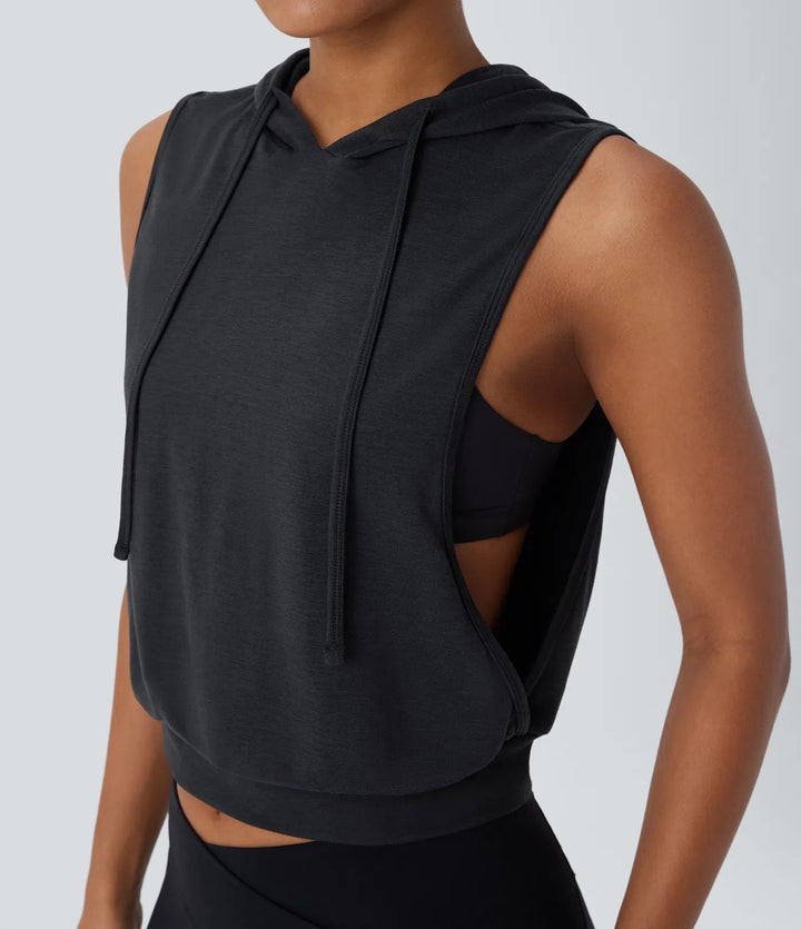 Ava™ | Sportliches Crop Tanktop mit Kapuze MOKKAKAI