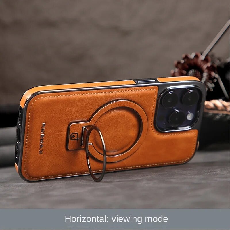 Axel - Luxuriöse iPhone-HĂŒlle aus Leder mit unsichtbarem StĂ€nder MOKKAKAI