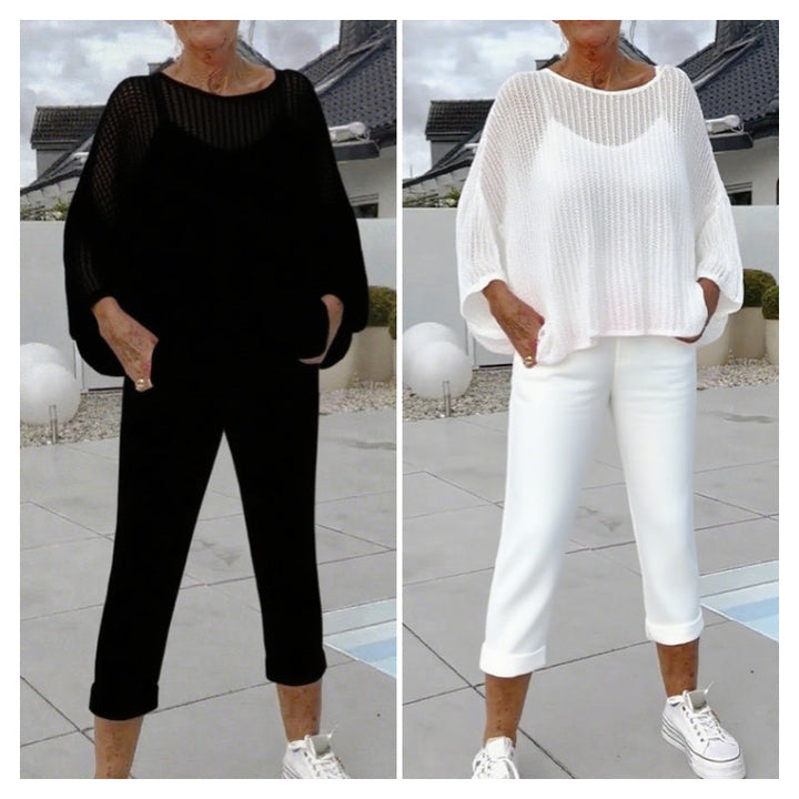 🌸Damen-Jumpsuit mit Buchstabendruck + hohler Kittel-Freizeitanzug MOKKAKAI