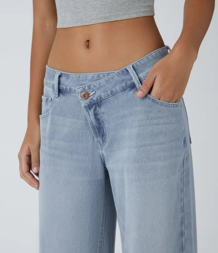 Davi - Jeans Low Rise mit Knopf und Reißverschluss, mehreren Taschen, weitem Bein MOKKAKAI