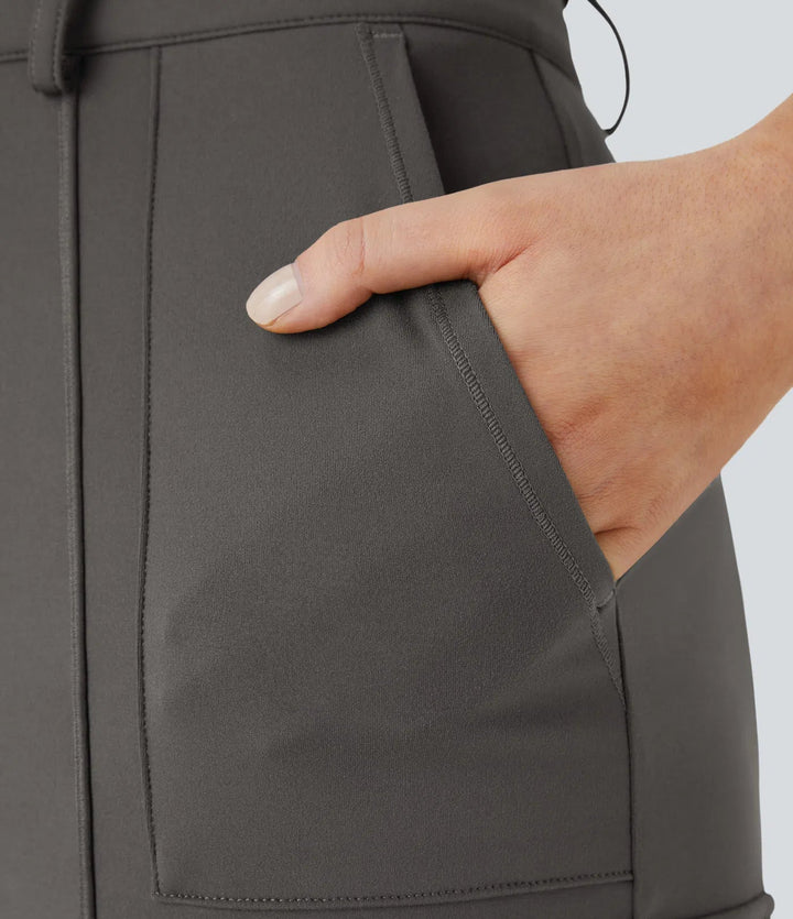 Ema - Einfarbige, schmale Wanderhose mit hohem Bund, mehreren Taschen MOKKAKAI