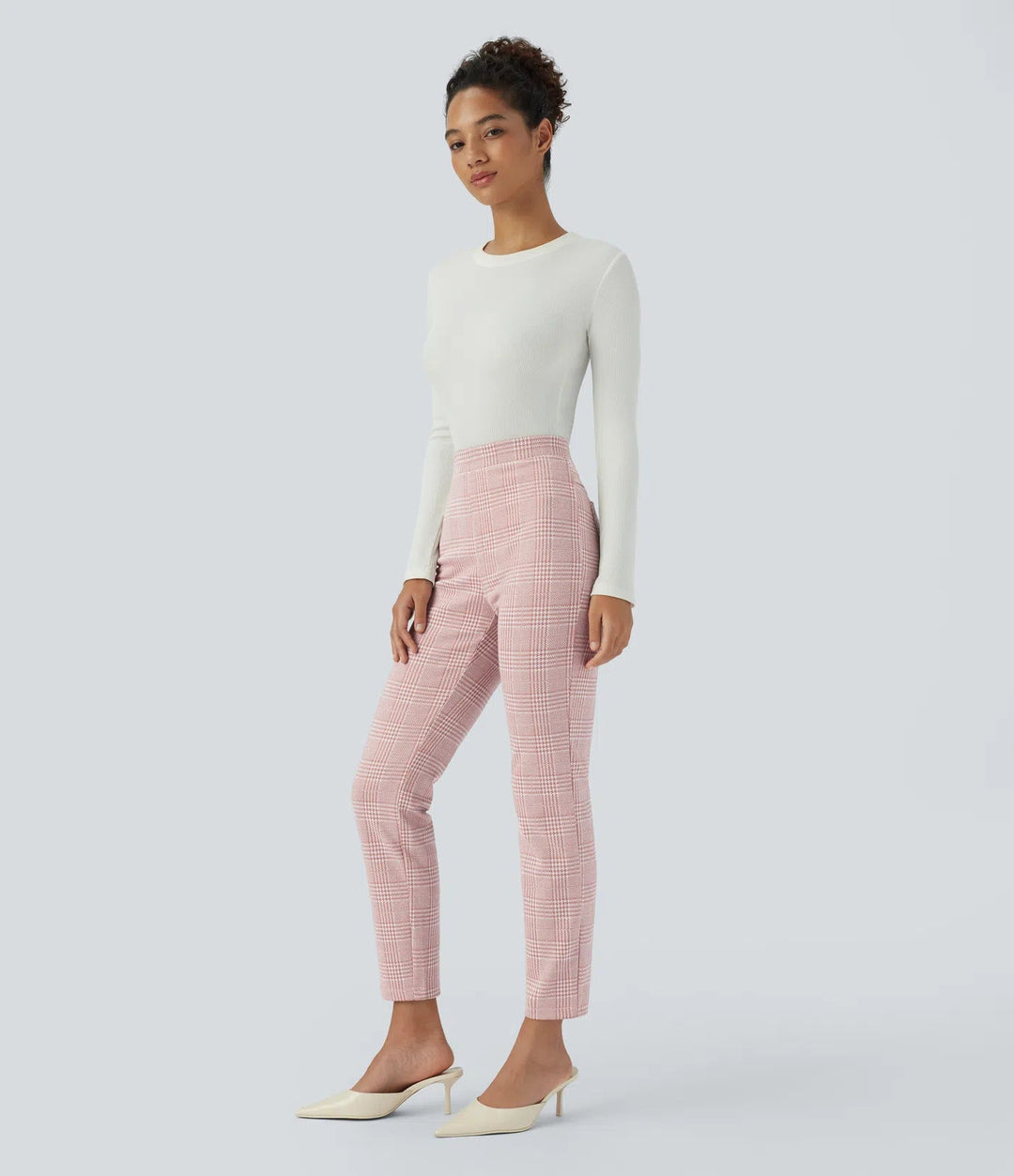 Lela™ | Feschi Damen Hose mit High Waist & Hahnentritt Muster MOKKAKAI