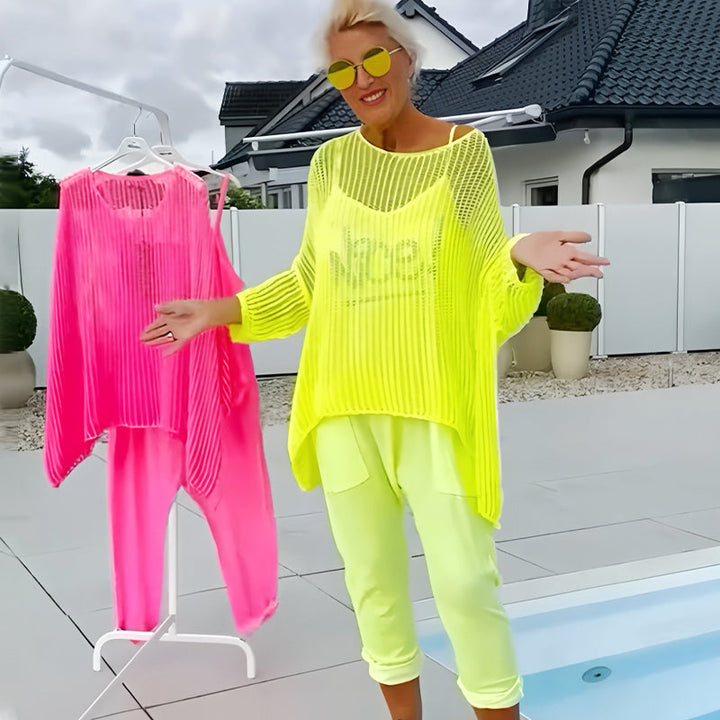 🌸Damen-Jumpsuit mit Buchstabendruck + hohler Kittel-Freizeitanzug MOKKAKAI