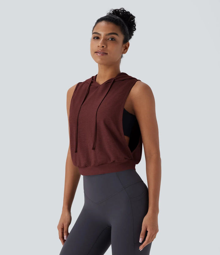 Ava™ | Sportliches Crop Tanktop mit Kapuze MOKKAKAI