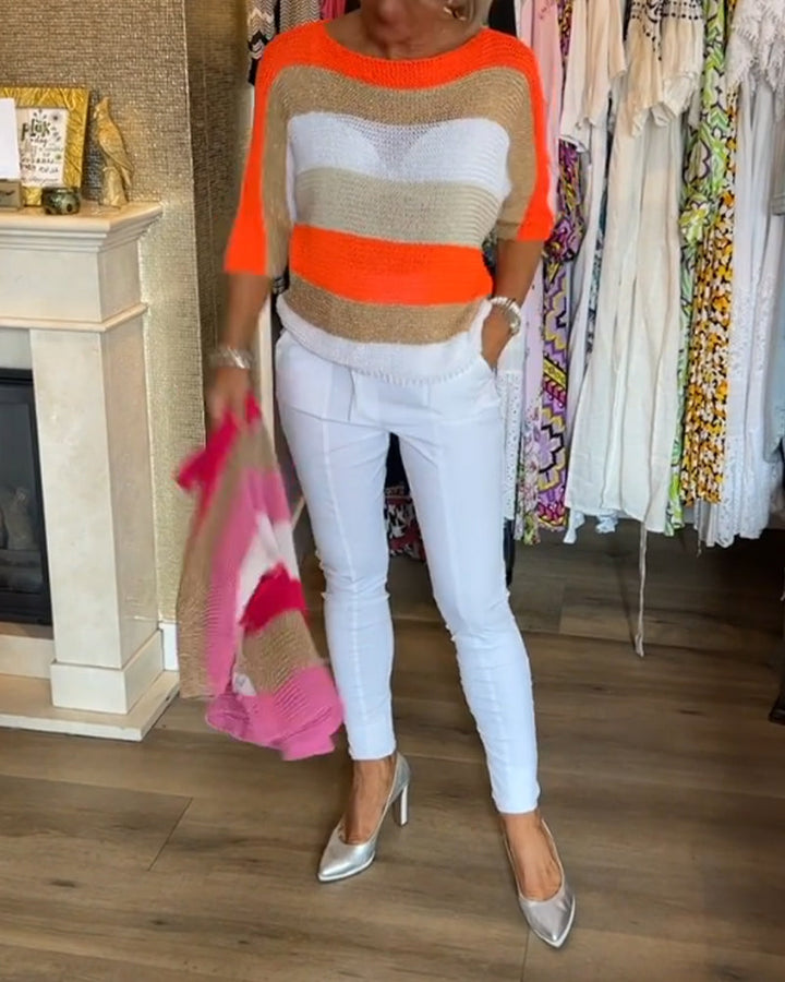 Pullover mit Farbblock-Rundhalsausschnitt MOKKAKAI