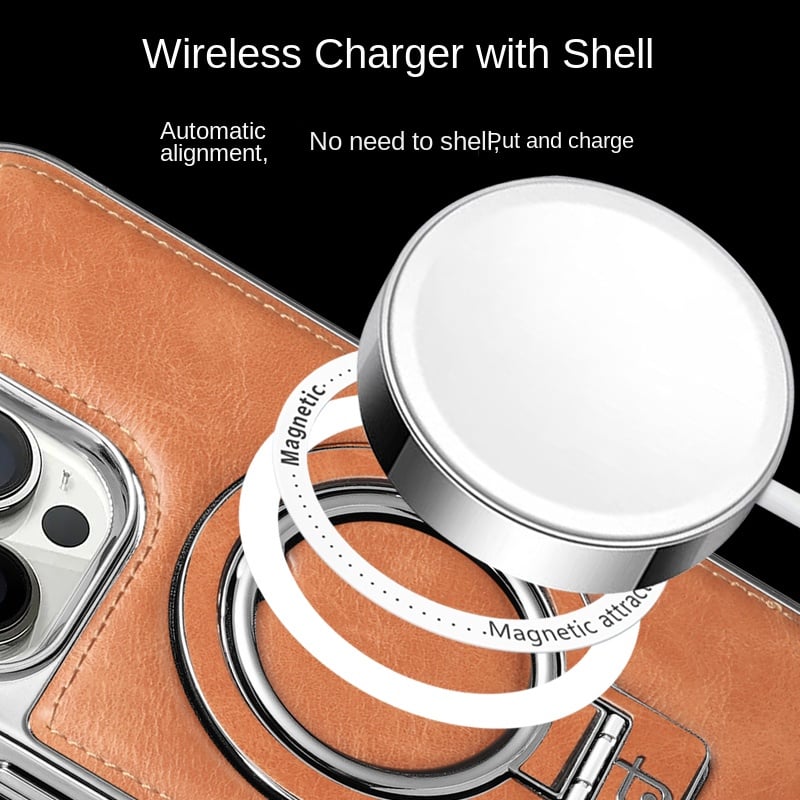 Axel - Luxuriöse iPhone-HĂŒlle aus Leder mit unsichtbarem StĂ€nder MOKKAKAI