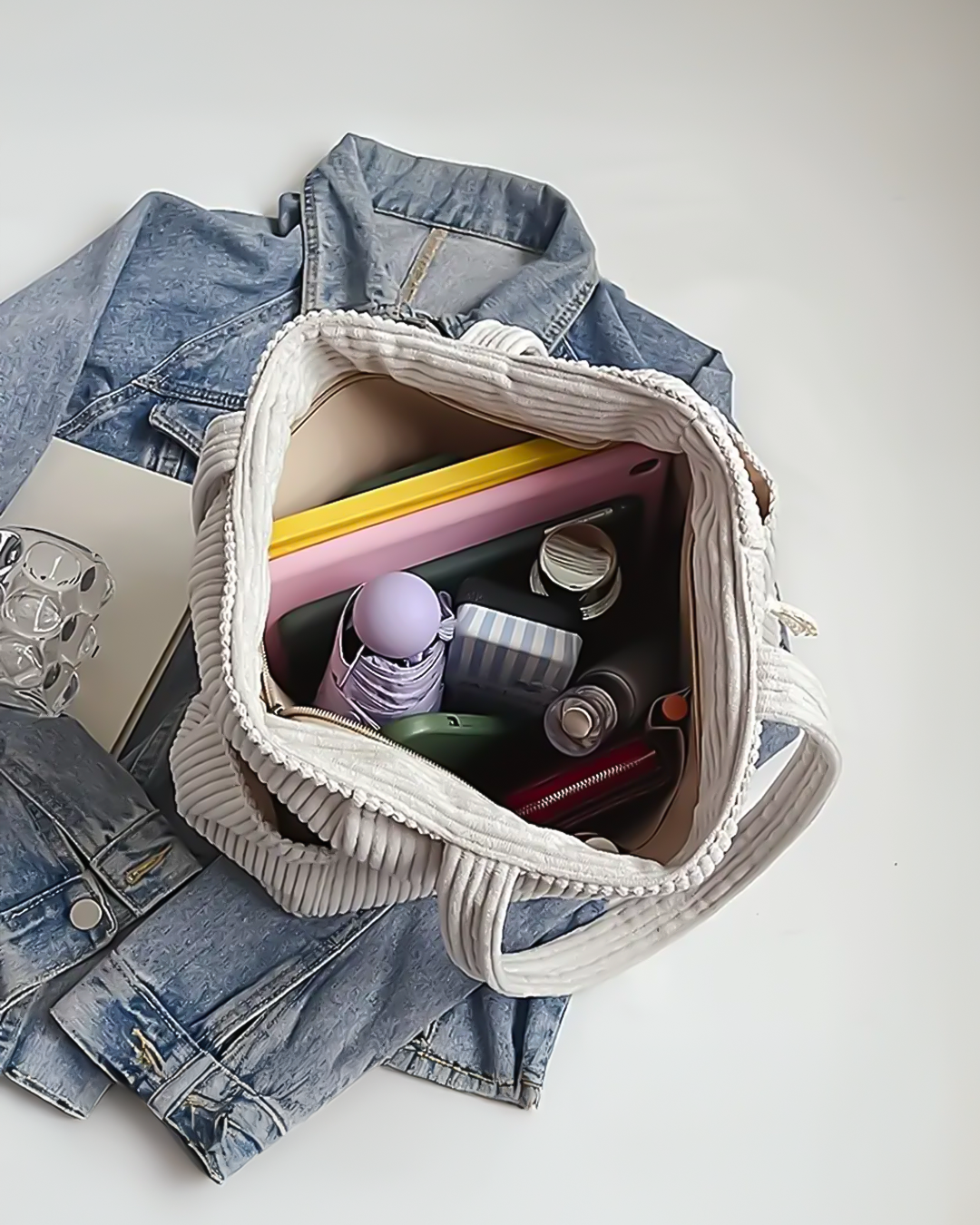 Tilda – Gerippte Tragetasche mit Kordel-Detail MOKKAKAI