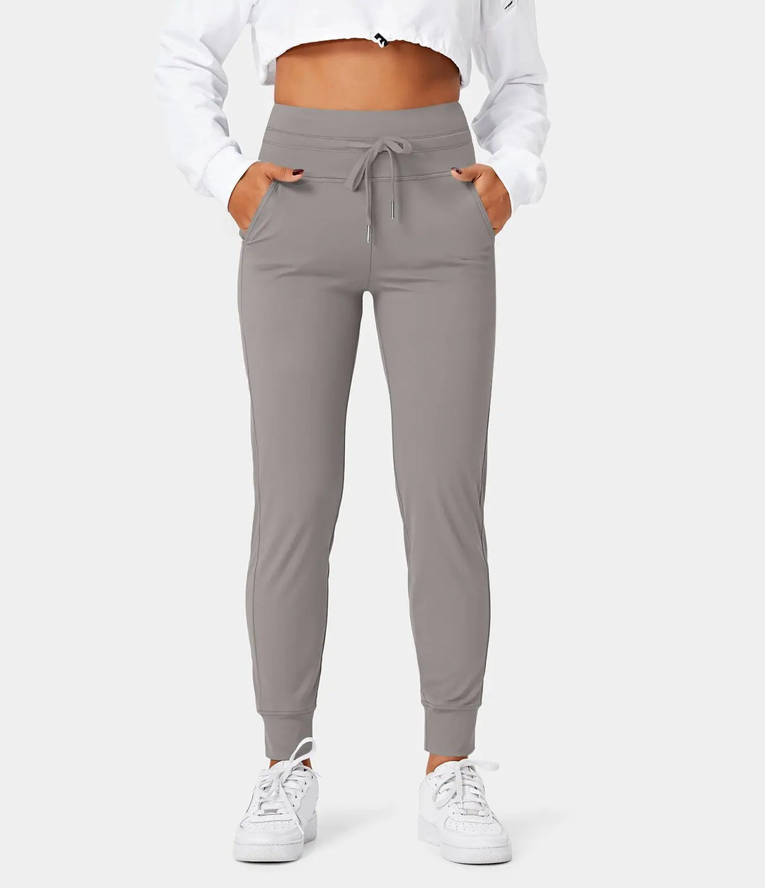 Softly™ Plush Jogginghose mit hoher Taille, Kordelzug, Seitentasche, schlichte Jogginghose in voller Länge MOKKAKAI