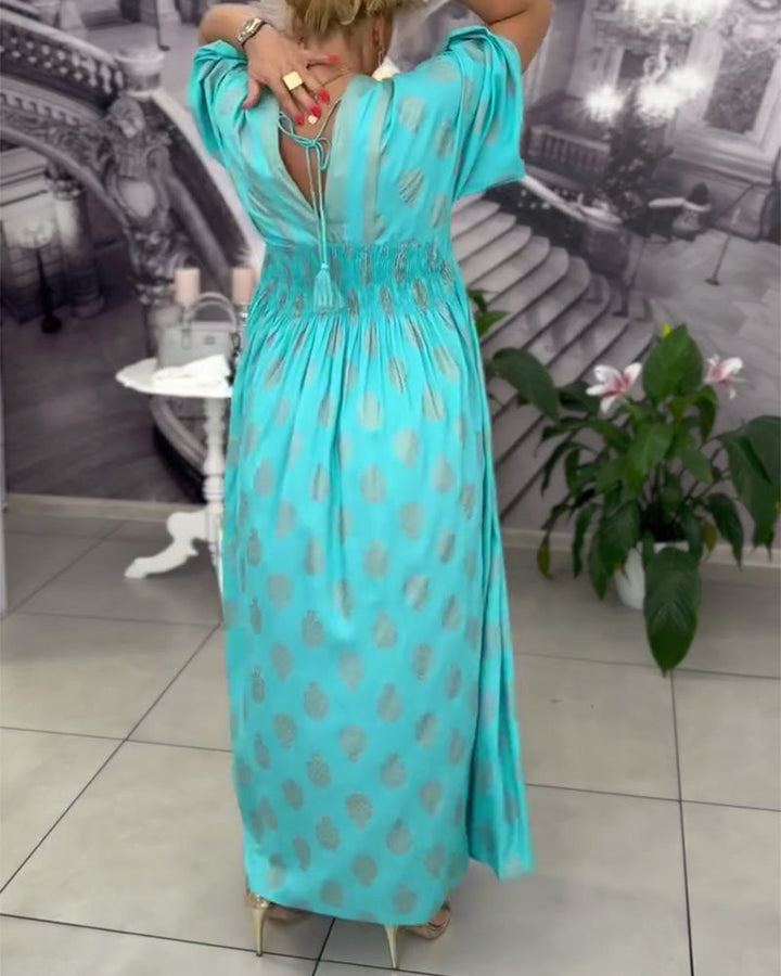 Kleid locker Urlaubsmuster Taille Maxi MOKKAKAI