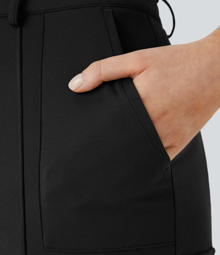 Ema - Einfarbige, schmale Wanderhose mit hohem Bund, mehreren Taschen MOKKAKAI