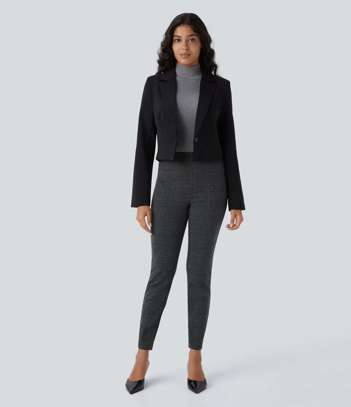 Lela™ | Feschi Damen Hose mit High Waist & Hahnentritt Muster MOKKAKAI