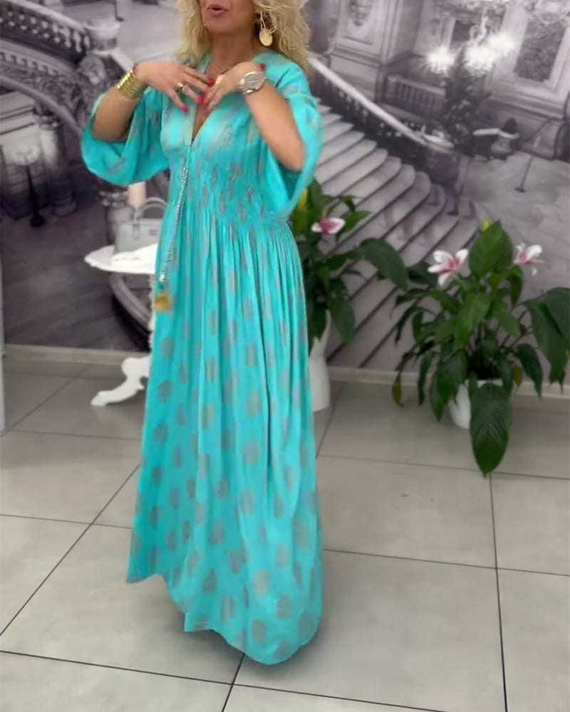 Kleid locker Urlaubsmuster Taille Maxi MOKKAKAI