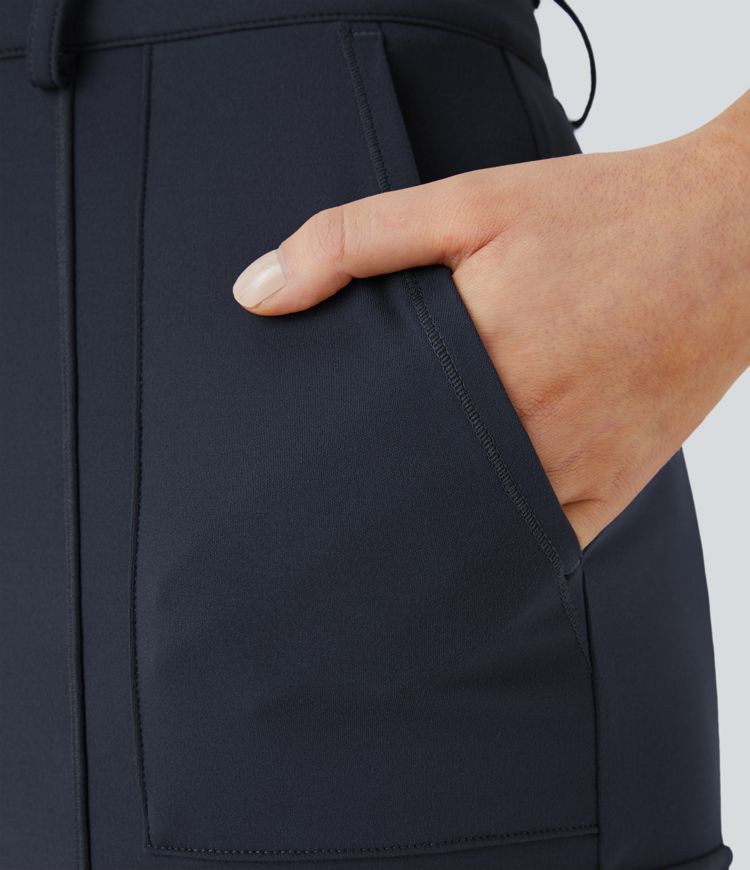 Ema - Einfarbige, schmale Wanderhose mit hohem Bund, mehreren Taschen MOKKAKAI