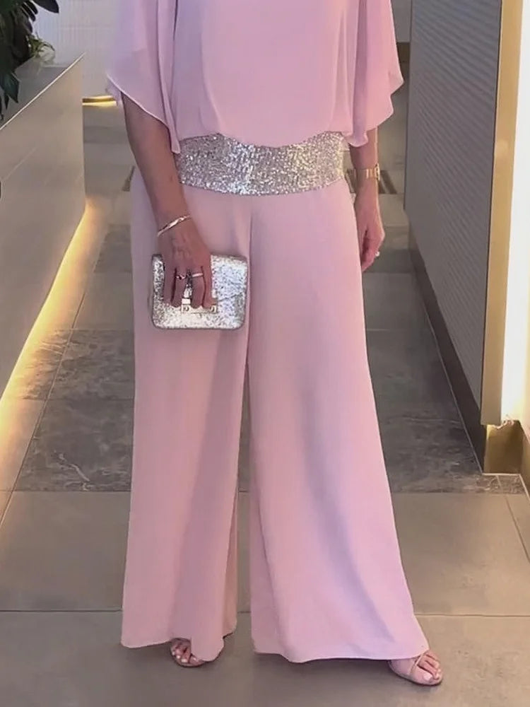 Laurenne - Elegantes zweiteiliges Set mit Pailletten und Farbblockdesign MOKKAKAI