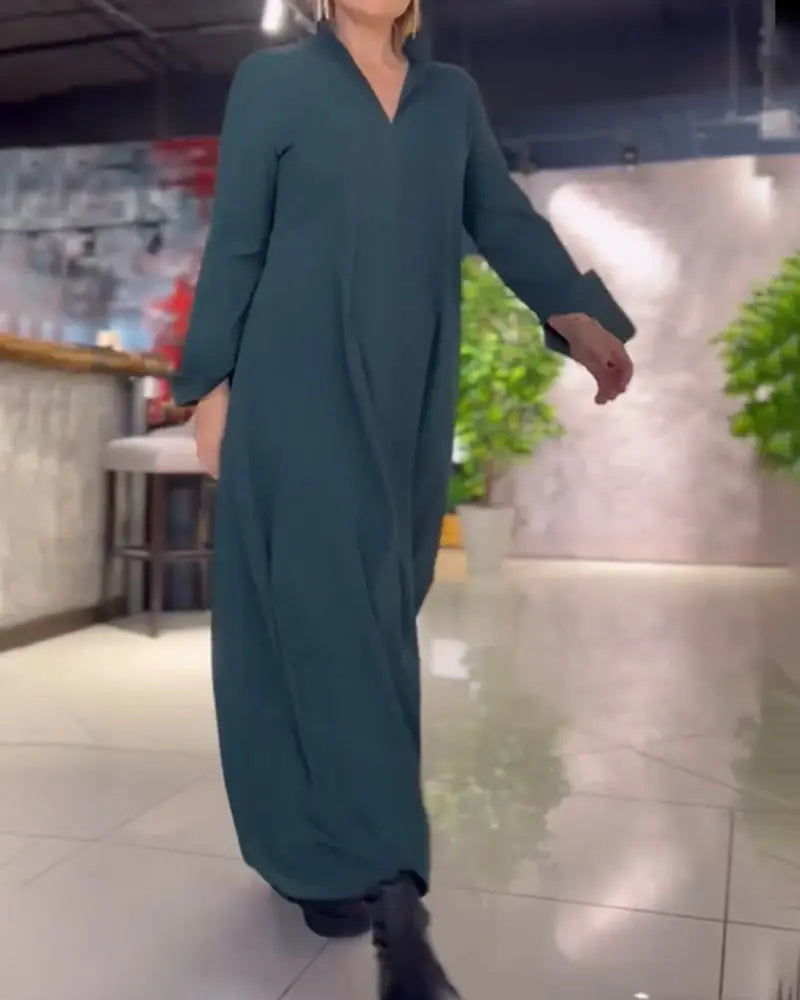 Evia™ Minimalistisches Maxikleid mit Reissverschluss-Details | Eleganz & Praktikabilität für den Alltag MOKKAKAI