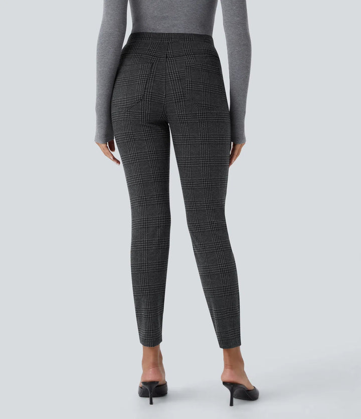 Lela™ | Feschi Damen Hose mit High Waist & Hahnentritt Muster MOKKAKAI