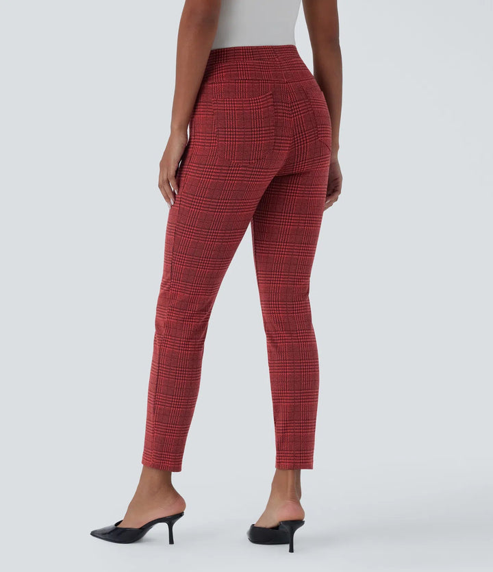 Lela™ | Feschi Damen Hose mit High Waist & Hahnentritt Muster MOKKAKAI