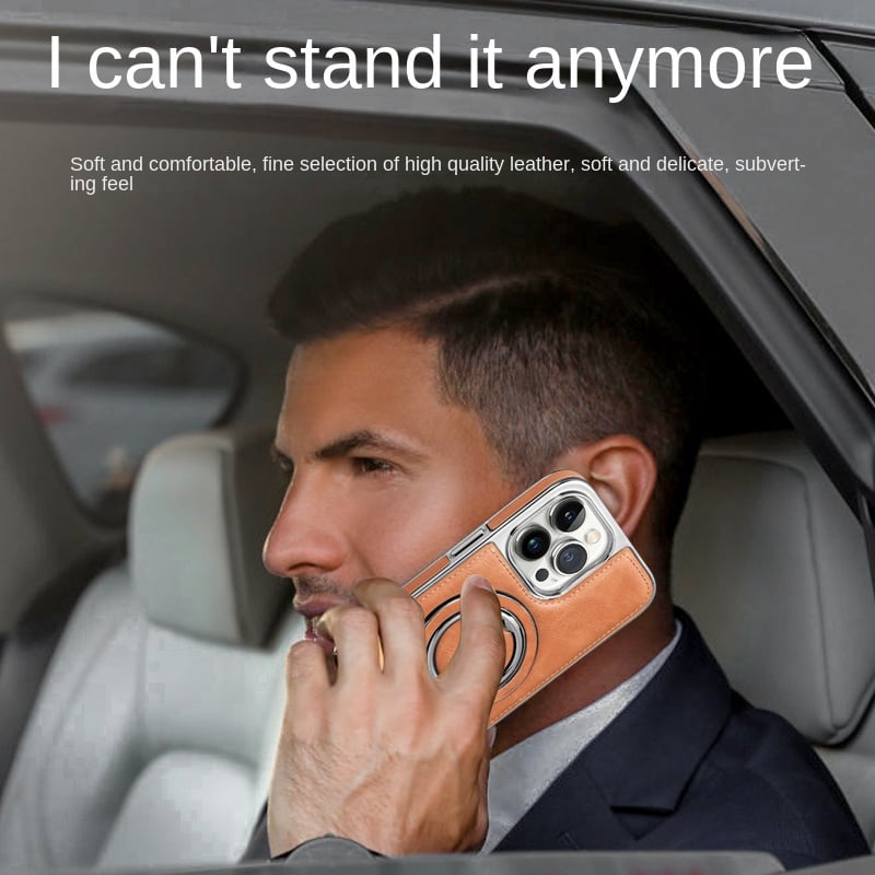 Axel - Luxuriöse iPhone-HĂŒlle aus Leder mit unsichtbarem StĂ€nder MOKKAKAI