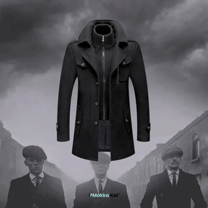 WoolGuard™ Peaky Blinders Wintermantel | Luxuriöser Trenchcoat mit Doppelkragen für Herren – Stilvoll & Warm für den Winter MOKKAKAI