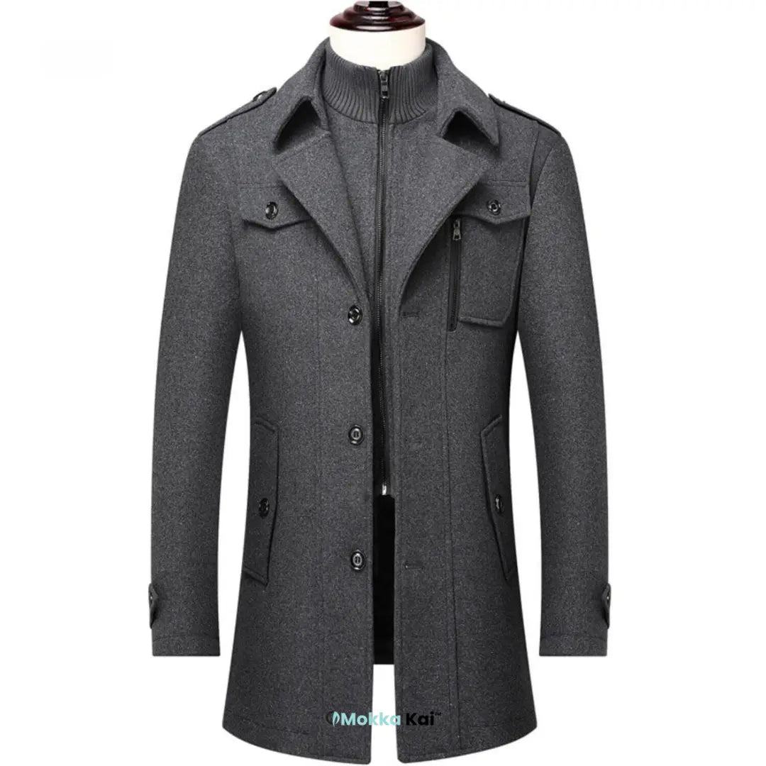 WoolGuard™ Peaky Blinders Wintermantel | Luxuriöser Trenchcoat mit Doppelkragen für Herren – Stilvoll & Warm für den Winter MOKKAKAI