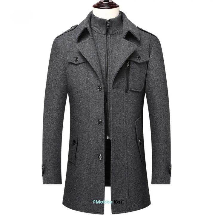 WoolGuard™ Peaky Blinders Wintermantel | Luxuriöser Trenchcoat mit Doppelkragen für Herren – Stilvoll & Warm für den Winter MOKKAKAI