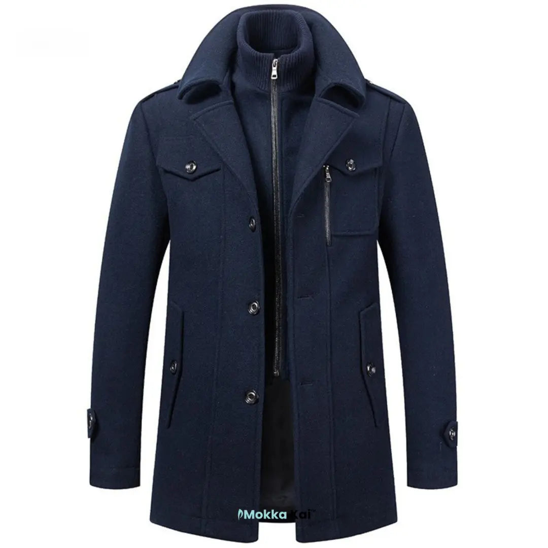 WoolGuard™ Peaky Blinders Wintermantel | Luxuriöser Trenchcoat mit Doppelkragen für Herren – Stilvoll & Warm für den Winter MOKKAKAI