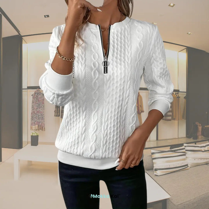 Florence™ Strick-Sweatshirt mit Reissverschluss | Eleganz & Komfort für jeden Tag MOKKAKAI